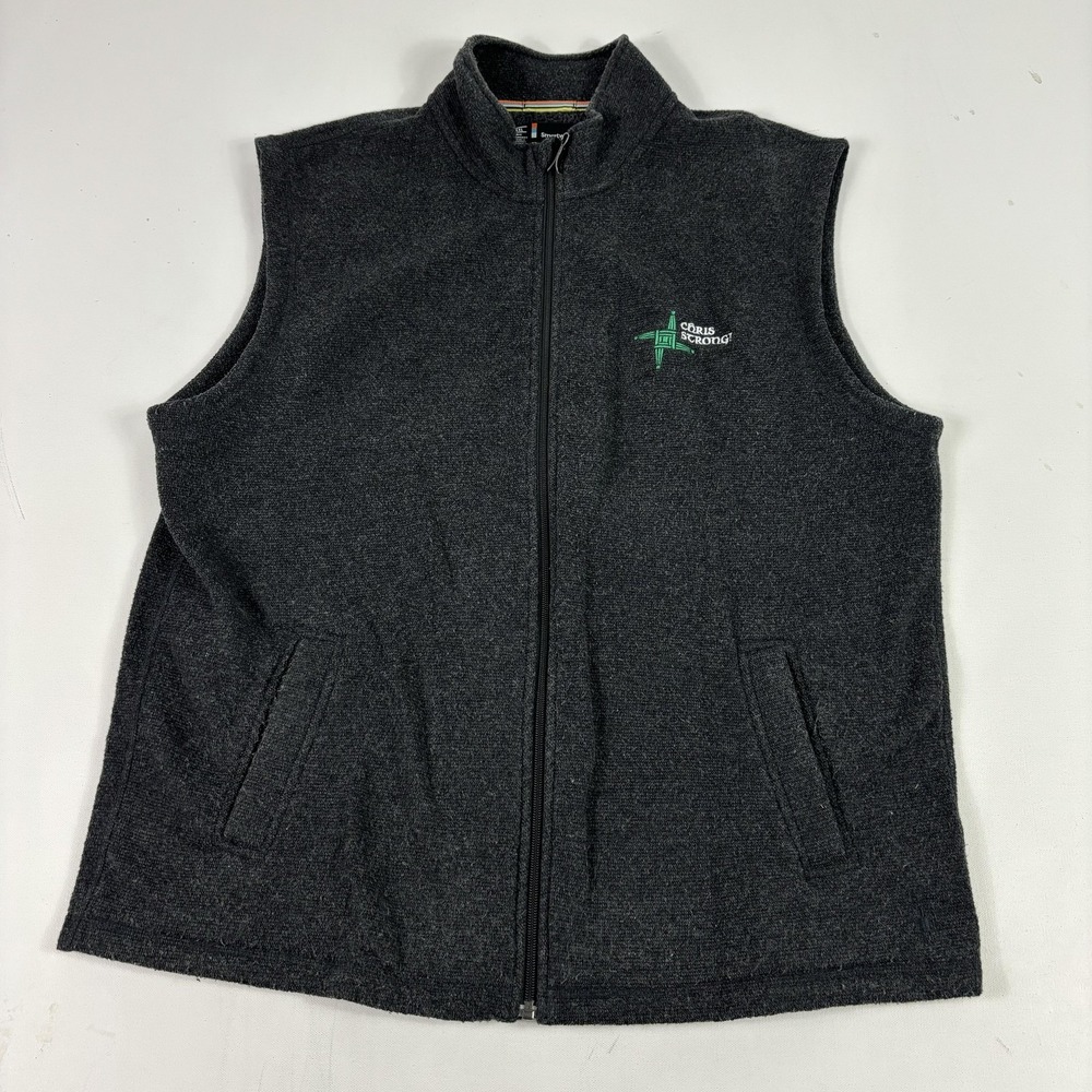 SmartWool Sweater Vest Mens 2XL Gray Full Zip Mock Neck Heavyweight Pockets